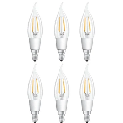 6x Osram LED Filament Windstoß Kerze 4,5W =40W E14 klar GLOWdim DIMMBAR *UVP 41€ - Bild 1 von 4