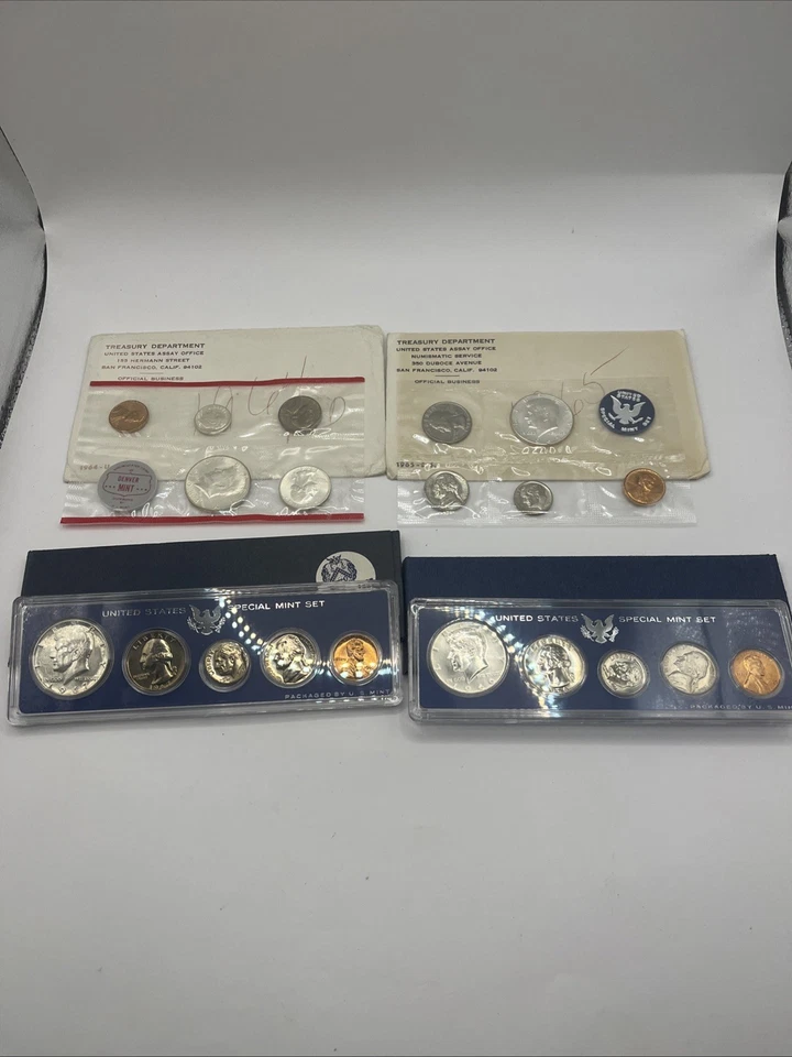 VTG Uncirculated US Mint Silver Proof Sets 1964, 65, 66, and 67 LOT OF 4 - Image 1 of 4