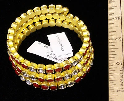 Brazalete Charter Club tono dorado rojo y transparente estrás bobina joyería ¡NUEVO! Foto 1 de 3