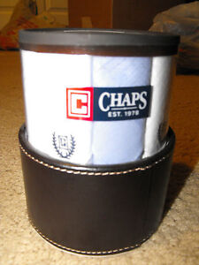 Chaps 13 Blue/White Cotton Hankerchief Gift Set In Re-Usable Pen/ Jewelry Holder
