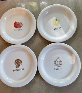 Pottery Barn Outlet Set of 4 Appetizer Snack Dessert Plates Vegetable Images - Picture 1 of 12