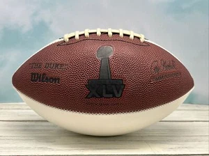 Wilson "The Duke" White Panel Super Bowl XLV Football PACKERS VS. STEELERS READ - Picture 1 of 5