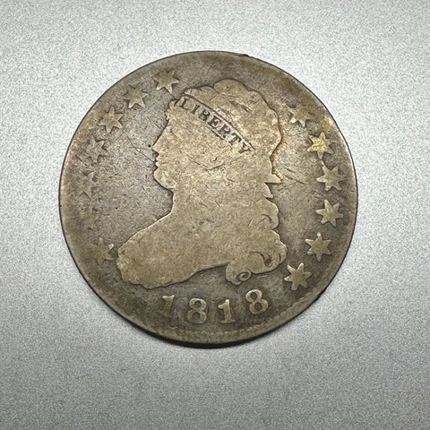 1818  CAPPED BUST QUARTER   LARGE 0   NICE DETAIL   KEY TYPE COIN  #2350 Cover