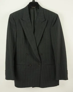 Vintage Christian Dior Men's 42L Gray Striped Double Breasted Peak Sport Coat - Picture 1 of 10
