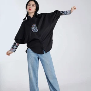 Chinese Ethnic Style Women Embroidered Long Sleeve Shirt Blouse Top Casual Retro - Picture 1 of 11