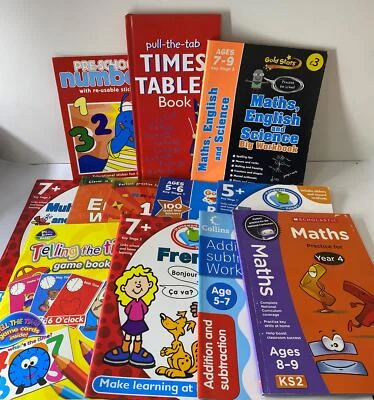 Bundle of 13 Children's English Maths, French and Time Telling Workbooks  - Image 1 of 4
