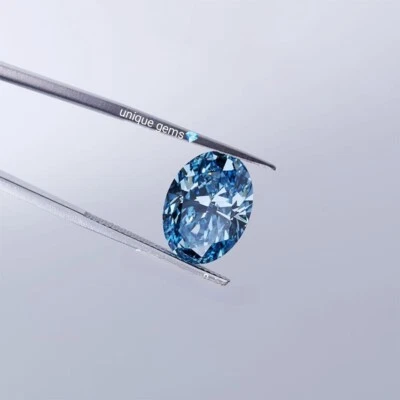 3.50CT Oval Cut Loose Lab Grown Diamond Fancy Blue Color VVS1 Clarity Loose Gems - Image 1 of 4