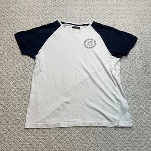 Brave Soul Shirt Mens XL White Blue Logo Basic Short Sleeve Cotton Adult Tee - Picture 1 of 17