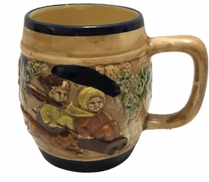 Vintage German Style Beer Stein 4" Mug 3D Kids Sledding Dog Scenic Ceramic - Picture 1 of 4