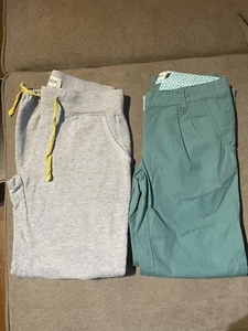 Mini Boden Girls Two Pair Of Pants 9Y Grey Sweatpants And Blue Green Chino Pants - Picture 1 of 5