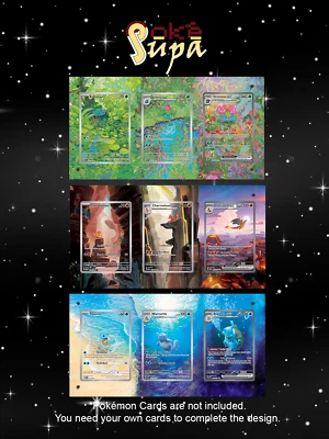 Pokemon 151 All Starters Set - 3 estuches magnéticos grandes + ilustraciones + soporte - Imagen 1 de 4