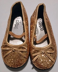 Circo Infant Glittery Gold shoes Size 7 Bows - Picture 1 of 4