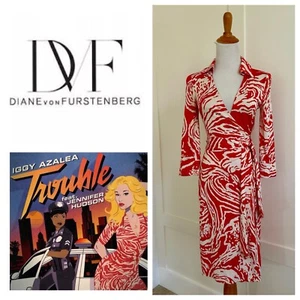 Size 2 DVF Diane von Furstenberg JUSTIN Vintage Red-Orange Silk Wrap Dress ASO - Picture 1 of 13