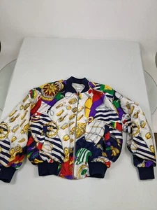 Chaqueta Bomber Alta Moda Gusano de Seda De Colección Años 80 90 Poliéster Anclas de Envío MUJER XL - Imagen 1 de 10