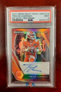 Trevor Lawrence 2021 Prizm Draft Picks Auto Red Prizm /199 PSA 9 Mint Rookie RC - Picture 1 of 3