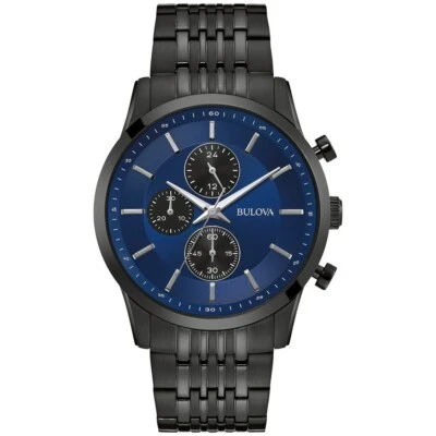 Bulova Men's Quartz Chronograph Calendar Black Stainless Steel Watch 42MM 98A300 - Image 1 of 4