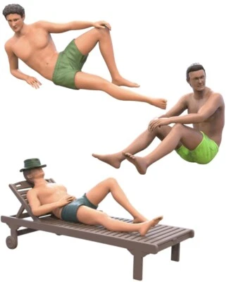 Männer am Strand Set - 3D Druck Miniaturen - 1:24, 1:35, 1:48, 1:72, 1:87 - Bild 1 von 4
