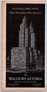 Waldorf-Astoria 1943 Fondo Nacional de Guerra Mundial Recortado Original Revista Anuncio impreso - Imagen 1 de 1