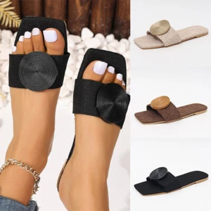 Moda Zapatos Sandalias de Playa Planas Para Mujer Informales Hebilla Redonda Talla Grande - Imagen 1 de 10