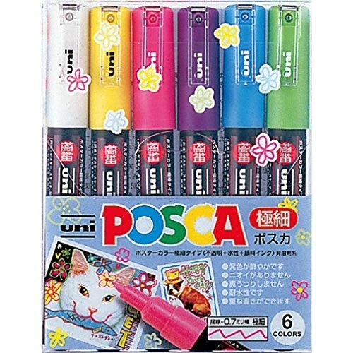 Rotulador de pintura Uni-posca - Punta extra fina - Juego de 6 (PC1M6C) NUEVO de Japón Foto 1 de 2