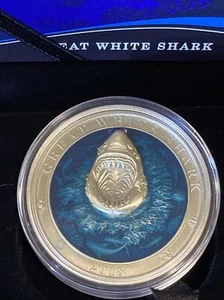 2018 3oz Silber 5 $ Barbados Great White Shark Underwater World Series 94/999 - Bild 1 von 12