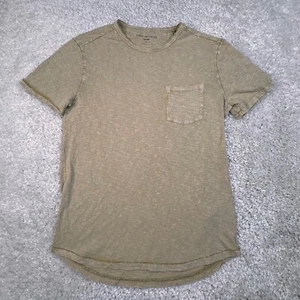 John Varvatos Shirt Mens Small Brown Short Sleeve Crew Neck Pocket Tee FLAW - Picture 1 of 8