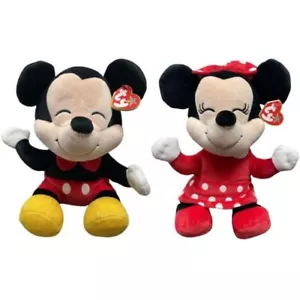 TY BEANIE BABY SET DI 2 - TOPOLINO & MINNIE MOUSE 13" MORBIDO PELUCHE BUDDY Nuovo - Foto 1 di 1