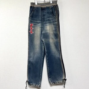 Newburgh Kids Denim Pants 140cm Blue Korea Made Embroidered Drawstring Street - Picture 1 of 10