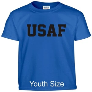 USAF Air Force Kids Boys Girls T Shirt Child Children YOUTH FIT Tee T Shirt - Picture 1 of 25