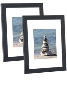 NUOLAN A4 Photo Frame Black Wood Pattern Set of 2 - Mount for 8x6 inch (20x15) - Foto 1 di 6