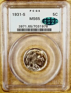 1931-S PCGS MS65 Buffalo Nickel - CAC Stickered - Old Green Holder - Picture 1 of 2