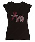Women's Rhinestone T-Shirt " Pink Cancer Ribbon & Heels " in S, M, L, 1X, 2X, 3X