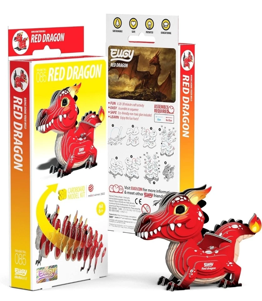 Rompecabezas Eugy RED DRAGON 3D 24 piezas juguete educativo para niños 6+ años SafariLtd Foto 1 de 4