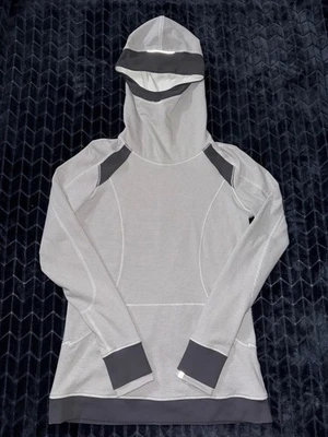 Sudadera con capucha para mujer Lululemon Base Runner gris blanco a rayas cola de caballo talla 10 Foto 1 de 4