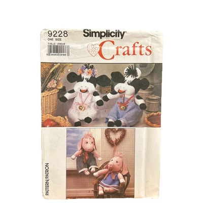 Simplicity Crafts 9228 One Size Stuffed cow & Pig & Clothes Sewing Pattern - Image 1 of 2