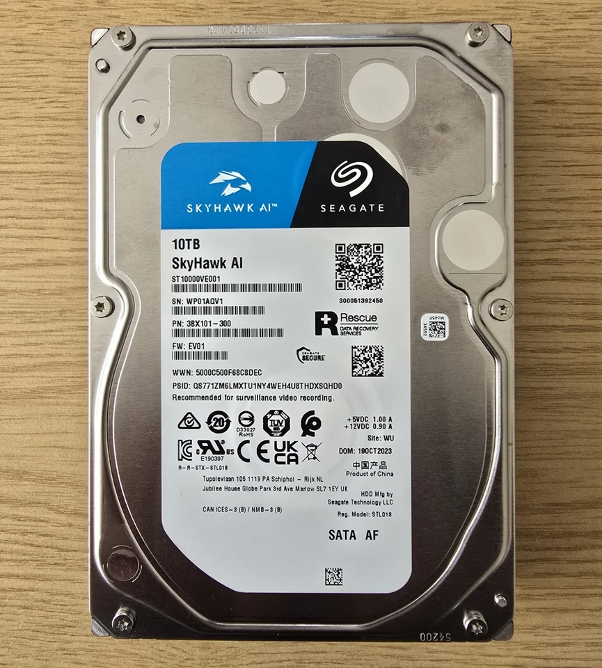 Seagate SkyHawk AI 10TB 7200RPM 3.5" ST10000VE001 -Very Low Used For 3 Months - Image 1 of 1