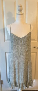 BOHME Lana Floral Dress Woman’s White/Green Knee Length Boho Size L - Picture 1 of 8
