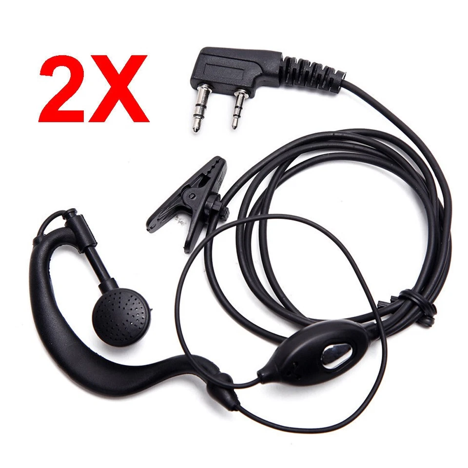 2X 2PIN HEADSET EARPIECE MIC FOR BAOFENG UV-5R UV-82 BF-888S RADIO WALKIE TALKIE - Image 1 of 1