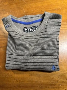 Volcom Men's Gray Long Sleeve Stripe Medium Sweater Vintage Late 90's - Picture 1 of 7