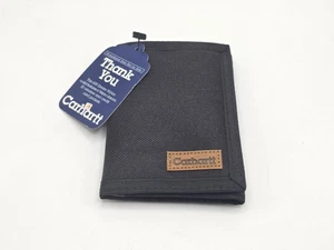 Carhartt Black Canvas Mens Trifold Wallet w/ Inside Card Pockets & ID Window NWT - Picture 1 of 6