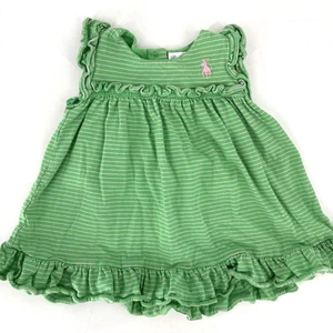 Vestido Ralph Lauren Bebé Niña 3 Meses Rayas Volantes Rosa Poni Verde - Imagen 1 de 7