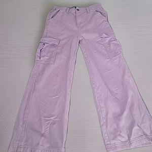 Old Navy Lavender High-rise Baggy Wide Leg Girl's L 10-12 Cargo Pockets Pants - Picture 1 of 12