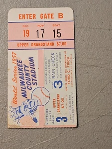 Serie Mundial 1957 Juego 3 Boleto Talón Manto H.R. HANK AARON 1ST W.S. HOME RUN - Imagen 1 de 6