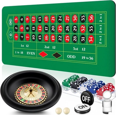 Juego de Rueda de Ruleta Incluye Rueda de Ruleta Negra de 16"" 35" X 16" Mesa de Goma Foto 1 de 4