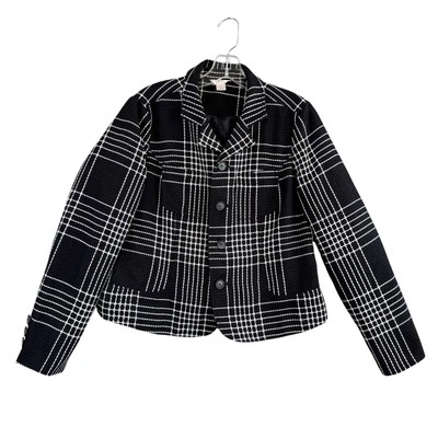Christopher & Banks Size Medium Black White Geometric Print Lined Jacket Blazer - Image 1 of 4