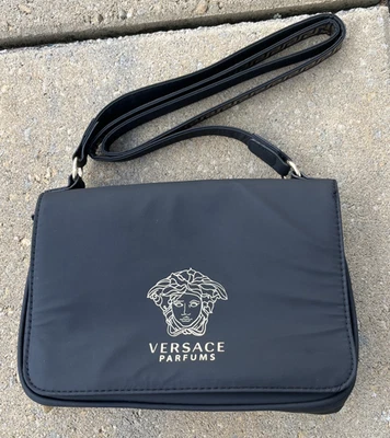 Versace Parfums Black Crossbody/Shoulder Bag Medusa Logo 6x9” Polyurethane - Image 1 of 4