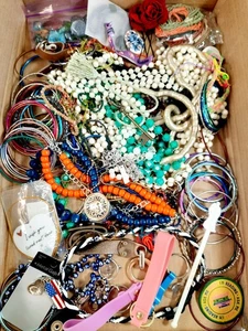 Junk Drawer Lot Jewelry Arts Crafts Items Jewelry Making 2 Pounds - Picture 1 of 18