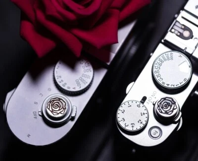 S925 Red/Black Rose Shutter Release Button Rubber Ring for Fuji Leica Nikon Sony - Image 1 of 4