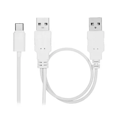 USB 3.1 Type C USB-C to Dual USB 2.0 Type-A Male Extra Power Data Y Cable 60cm - Image 1 of 4