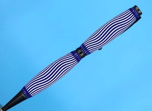 Unique 3D Printed Fancy Ballpoint Pen in Gunmetal Finish with Blue & White Waves - Picture 1 of 13